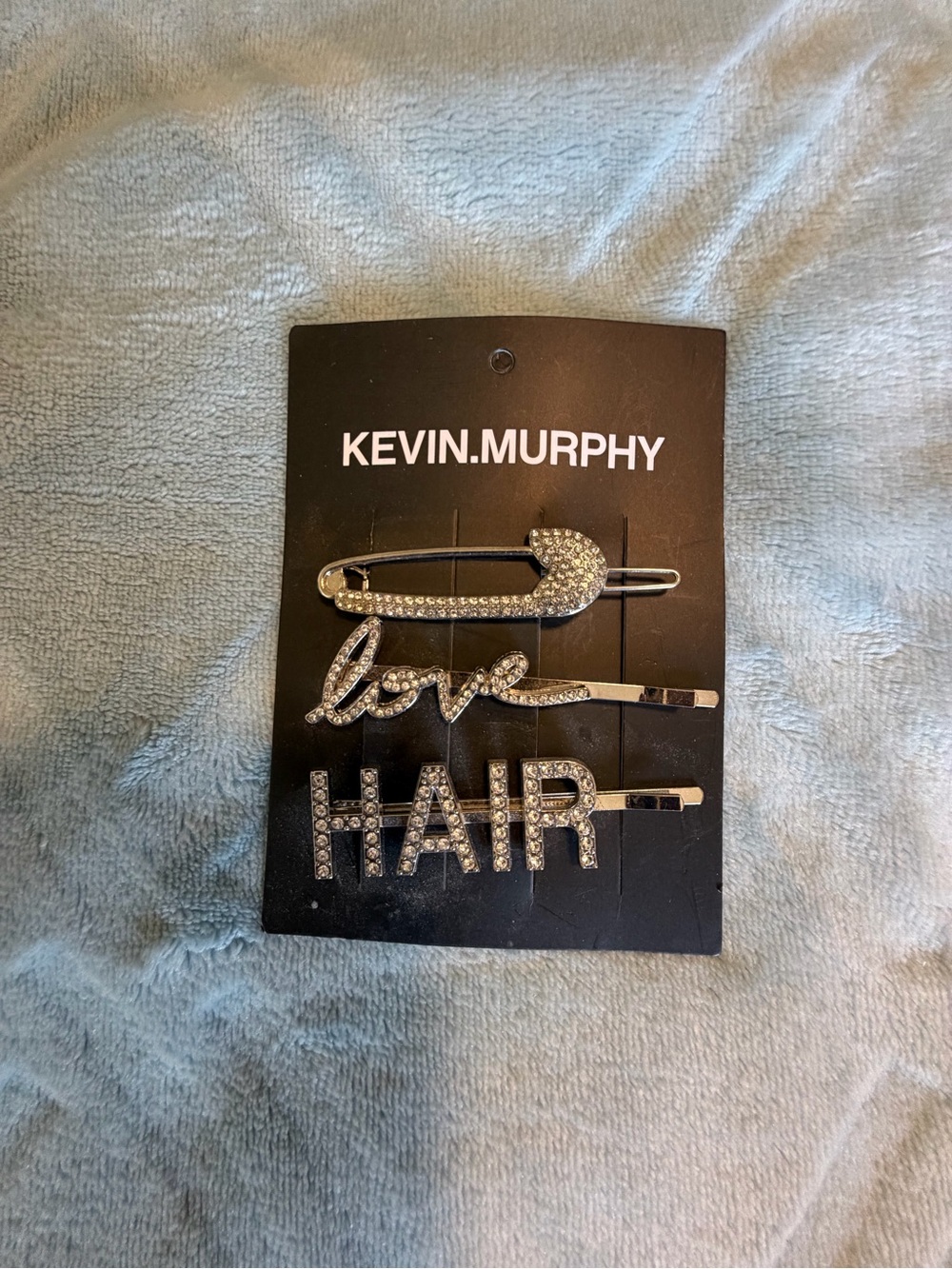 KEVIN.MURPHY Silver Rhinestone Hair Clip Trio
